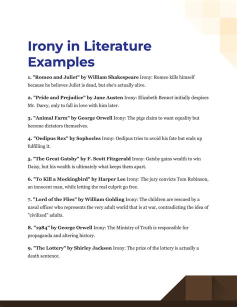 short irony examples in literature