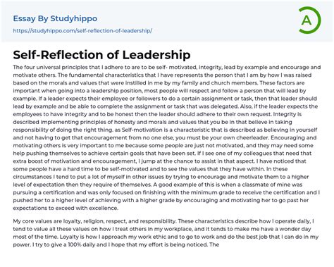 short leadership self reflection examples