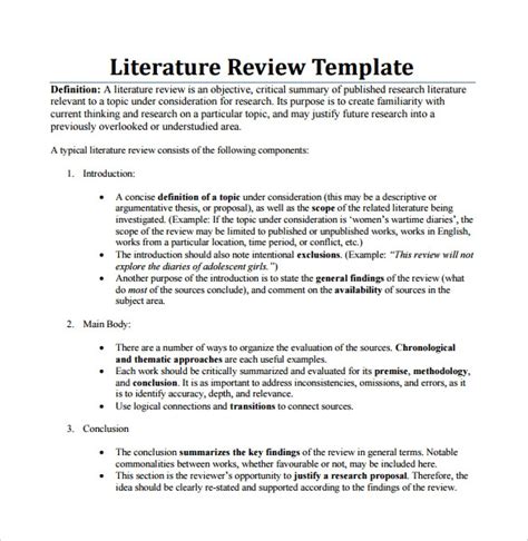 short literature review sample pdf