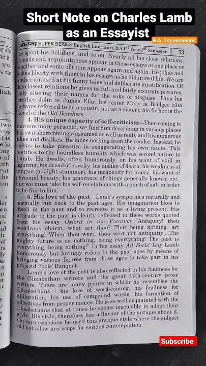 Short Note On Charles Lamb