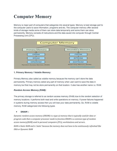 short note on computer memory unit