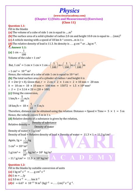 short notes of chapter 1 physics class 11