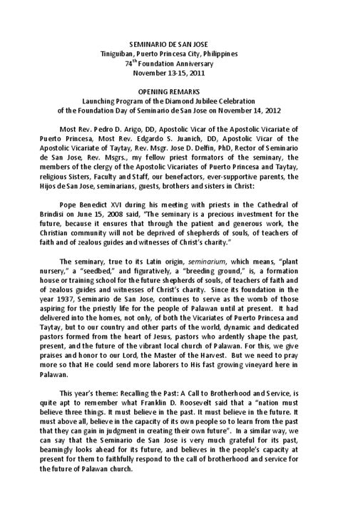short opening remarks for a program in school pdf