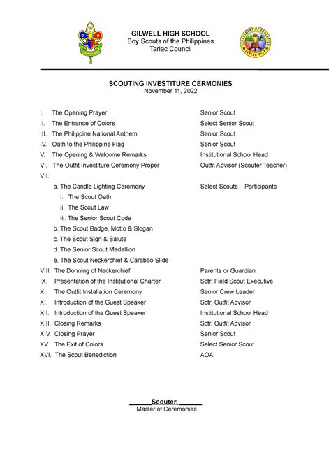 short opening remarks for scouting program in school