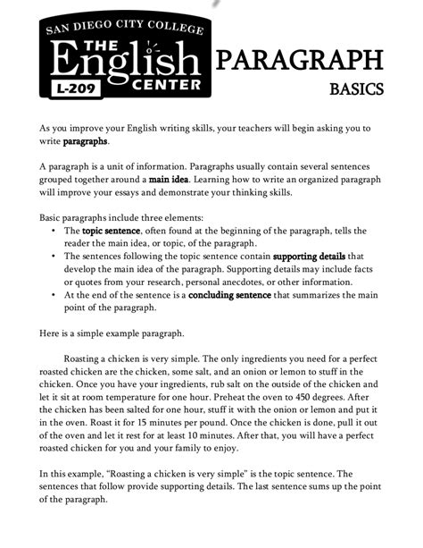 short paragraph examples pdf