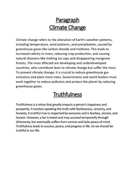 short paragraph on climate change for class 5