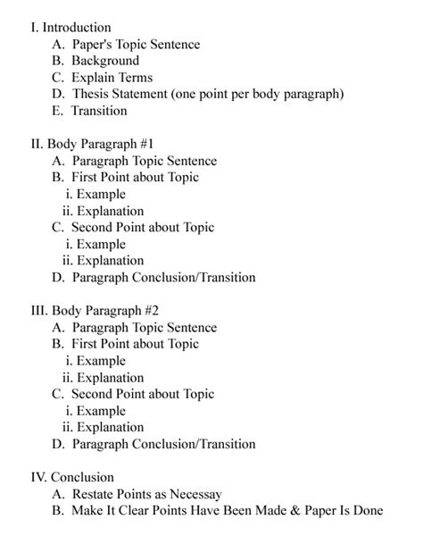 short paragraph outline example