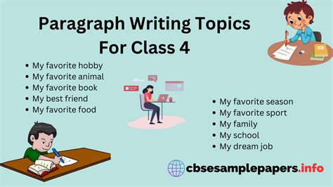 short paragraph topics for class 4