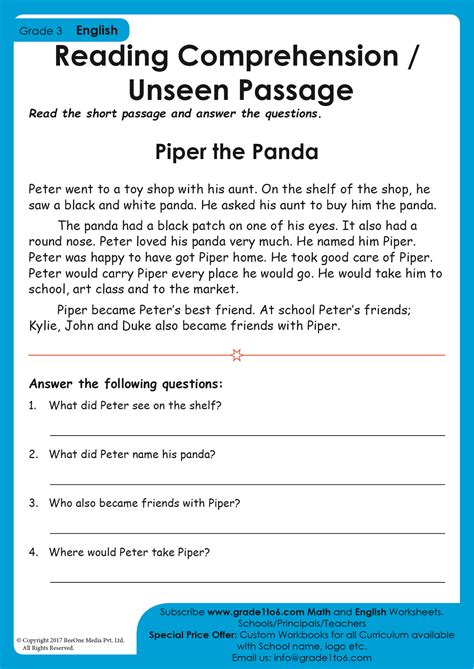 short paragraph with questions and answers for class 5
