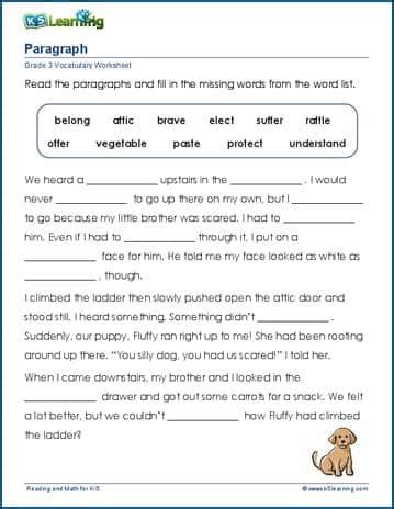 short paragraph with questions for grade 3