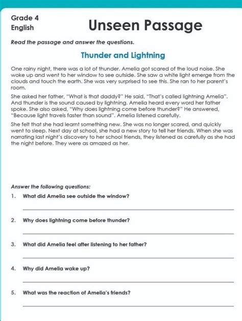 short passage with questions and answers for grade 4