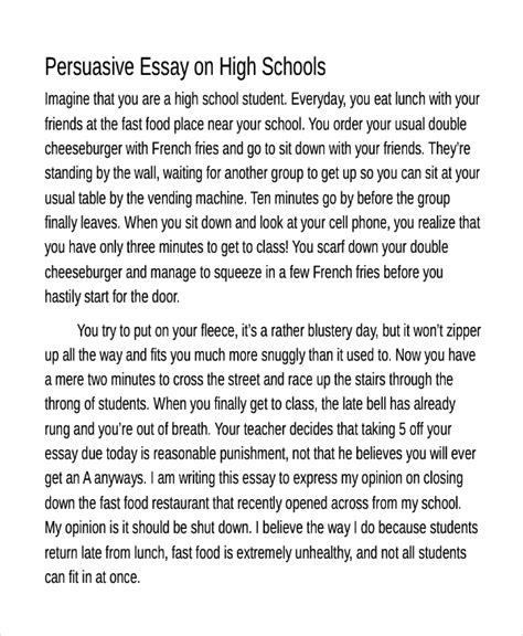 short persuasive text examples for highschool students