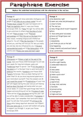 short poem paraphrasing exercises with answers