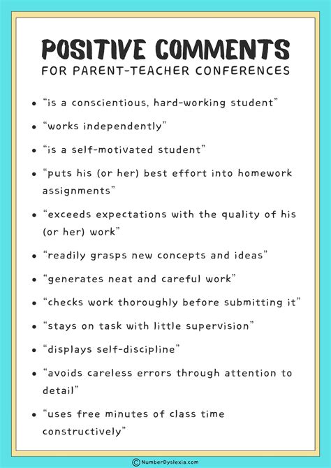 short positive comments for teachers from parents