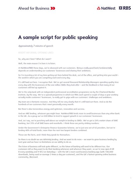 short public speaking script sample