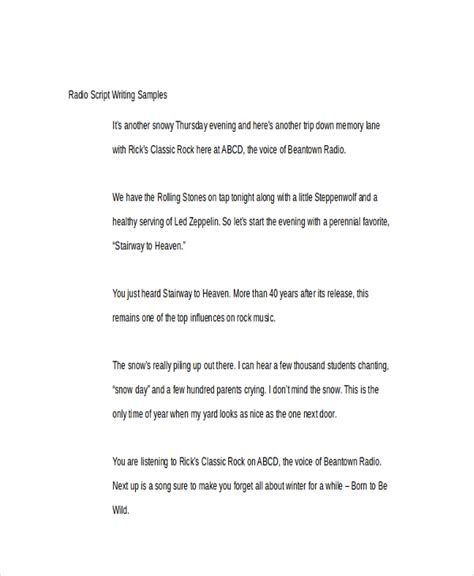 short radio script example for students