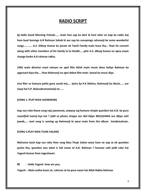 short radio script example for students pdf