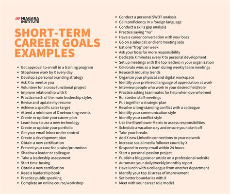 short range career goals examples