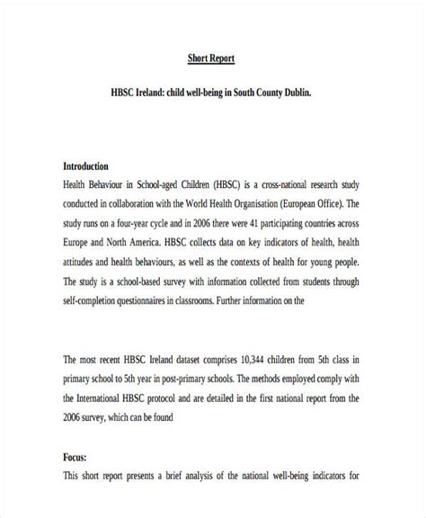 short report example