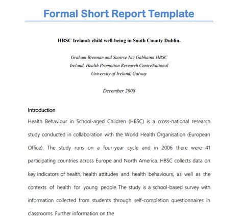 short report writing format pdf