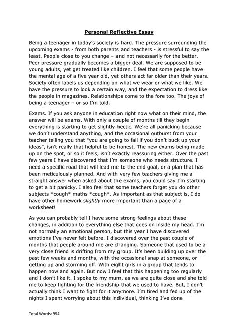 short self reflection example essay