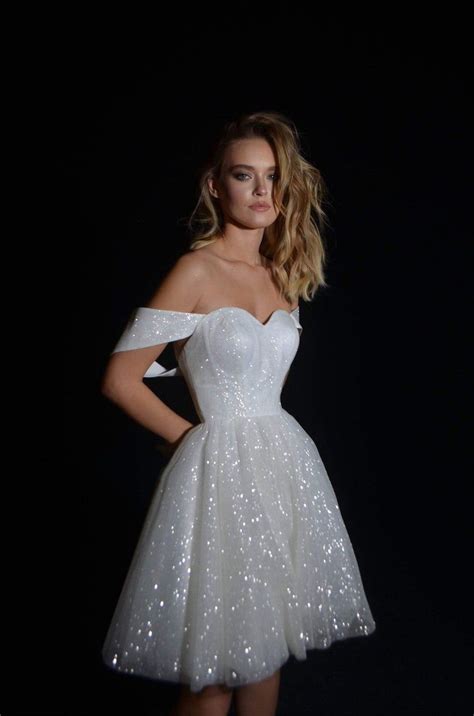 Discount Sparkle A Line Short Wedding Dress With Lace Sash Knee Length