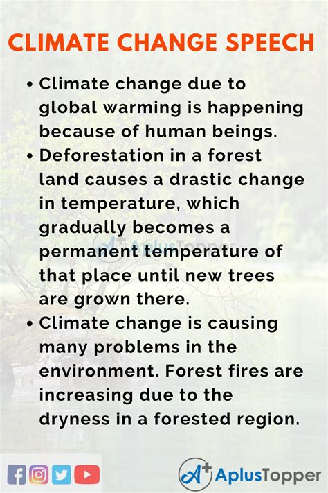 short speech on climate change in english