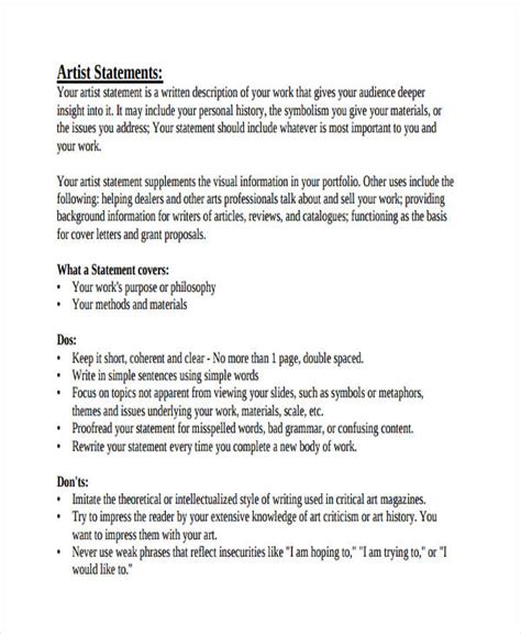 short statement examples