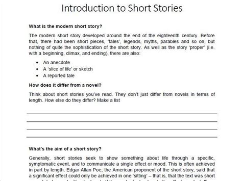 short story introduction examples for students