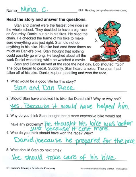 short story with questions and answers for grade 6 pdf