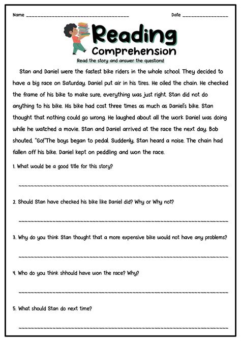 short story with questions for 3rd grade