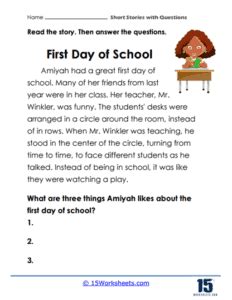 short story with questions for senior high school students