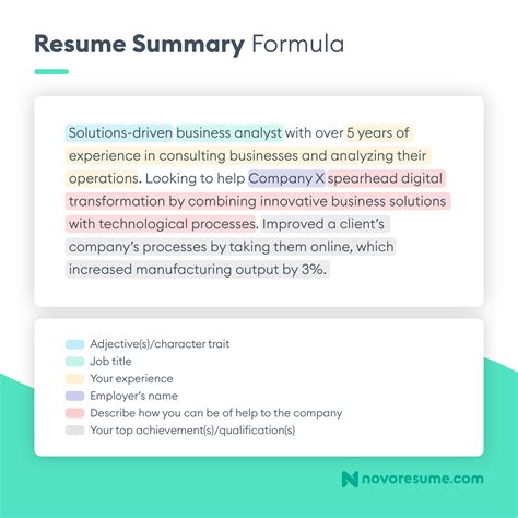 short summary example for resume