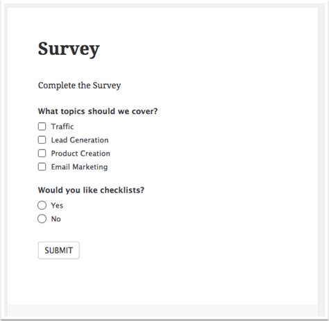 short survey examples