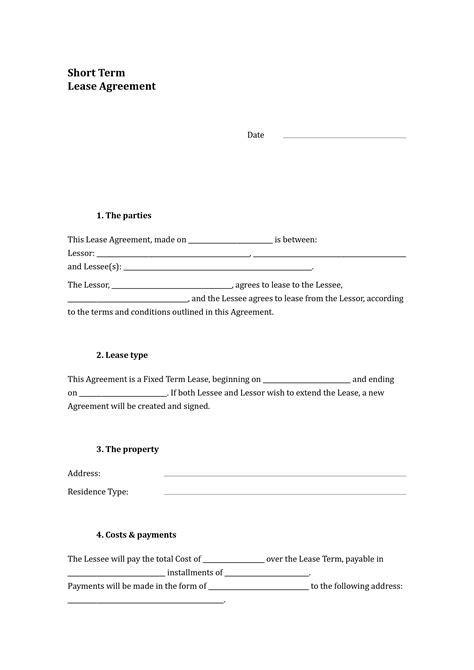 short term lease agreement ontario