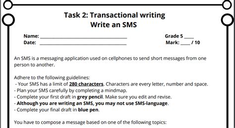 short transactional writing examples grade 11