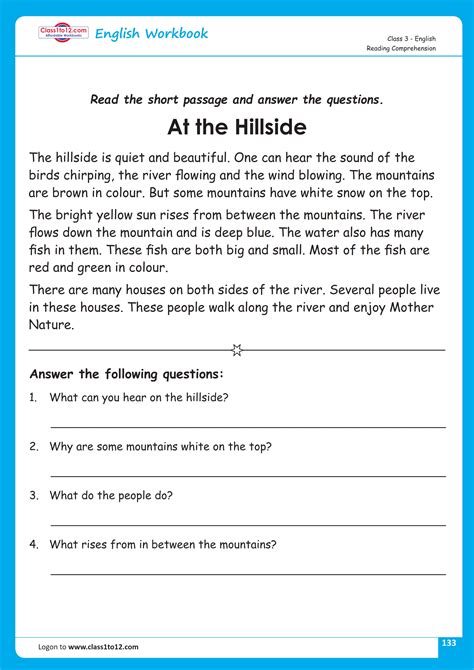 short unseen passage for class 3 with questions and answers pdf free