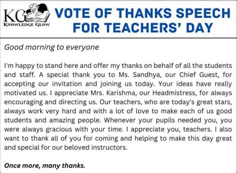 short vote of thanks speech in school by students
