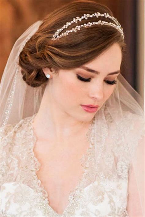 The Short Wedding Hairstyles With Veil And Tiara For Long Hair