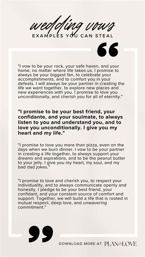 short wedding vows examples for her