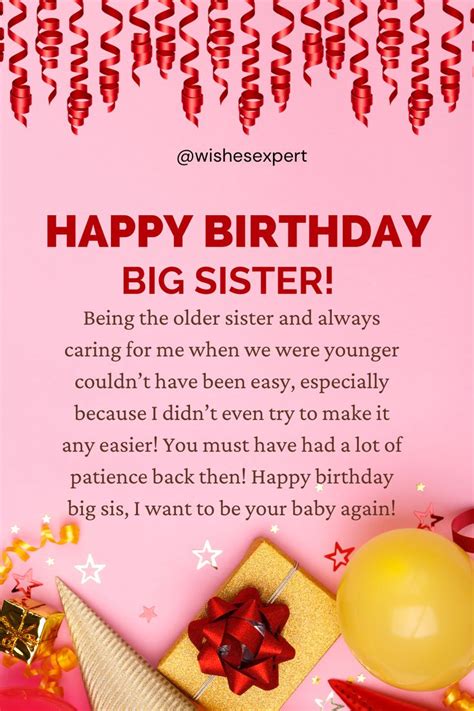 short wishes for big sister birthday
