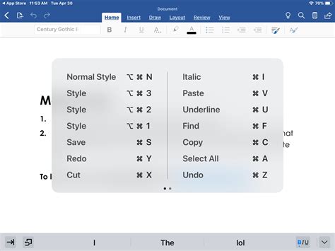shortcut for comment in word mac