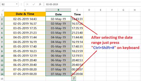 shortcut for date format in excel