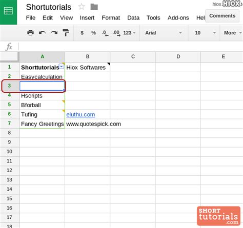 shortcut for insert row below google docs mac