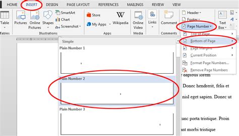 shortcut for inserting page numbers in word