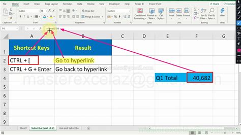 shortcut for opening link in excel