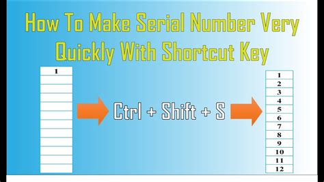 shortcut for serial number in excel