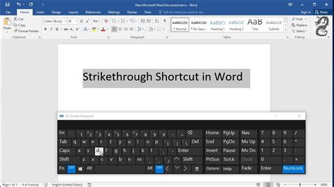 shortcut for strikethrough in word
