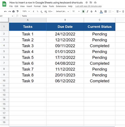 shortcut key for adding rows in google sheets