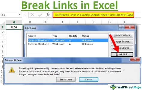 shortcut key for break link in excel